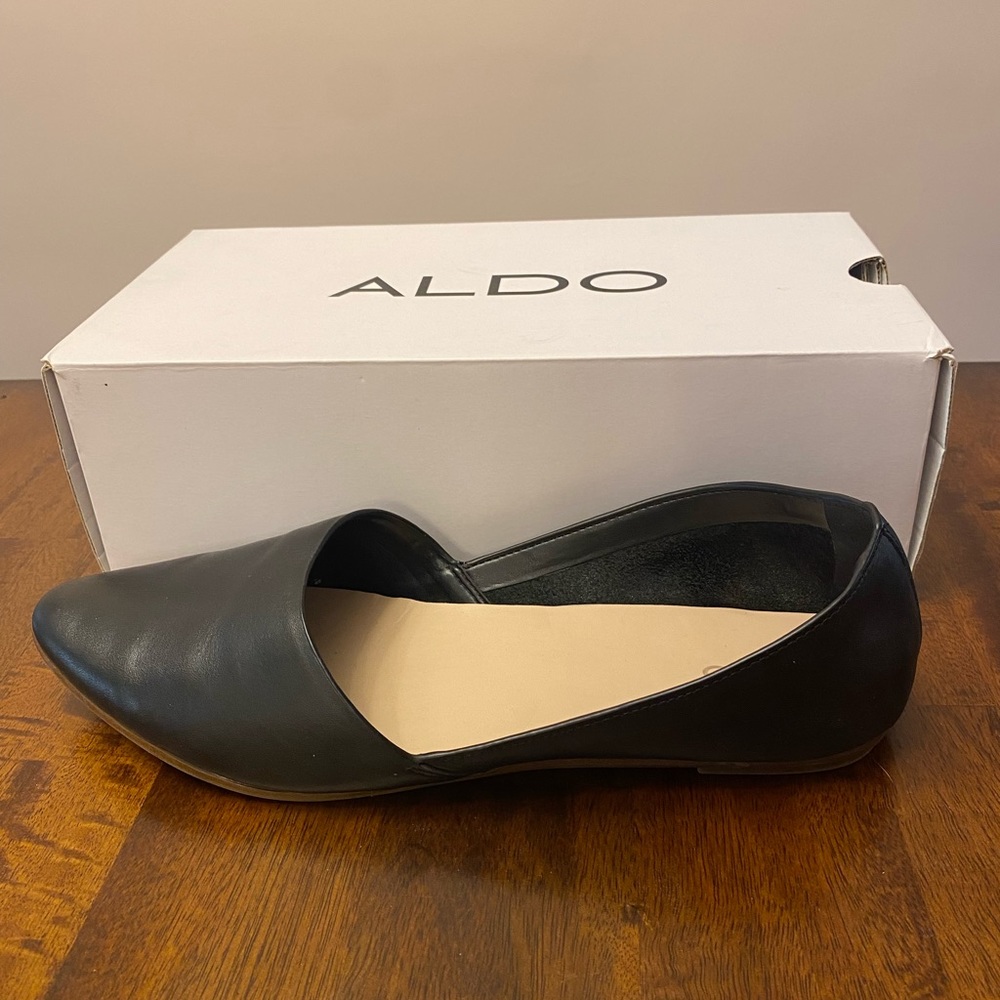 Aldo Flats, Black Leather, Size 11